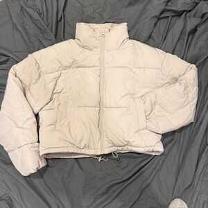H&M Pale Pink Cropped Puffer Jacket